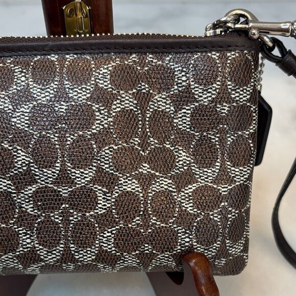 Coach Saffiano Leather Mini C Signature Logo Pouch Clutch Wristlet - Picture 7 of 14